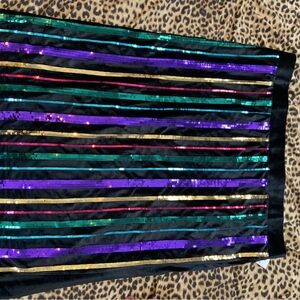 Eloquii Black Pencil Skirt with Purple, Teal, Gold & Pink Sequin Stripes